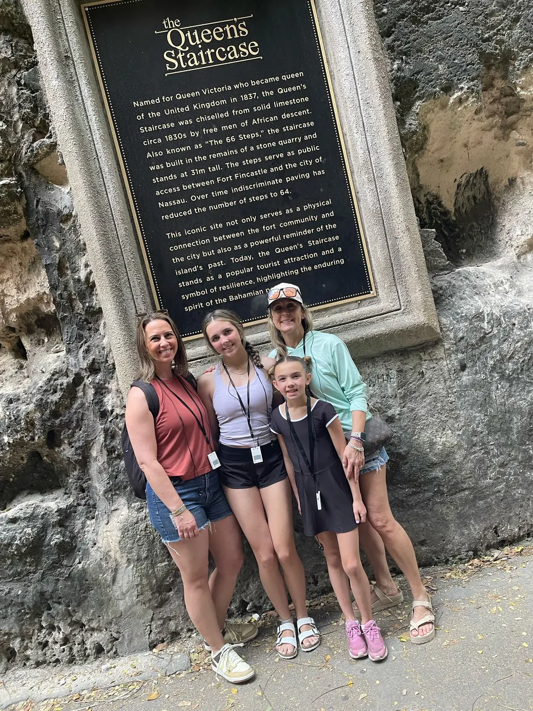 A family at the Queen’s Staircase plaque