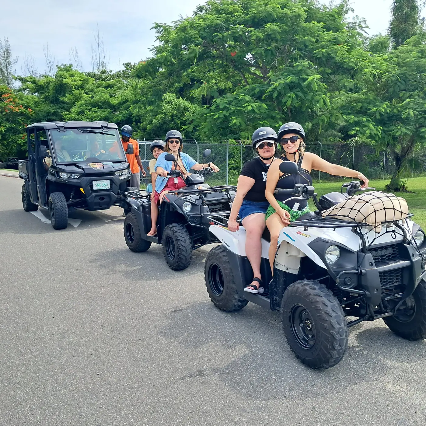 ATV riders heading out from the base
