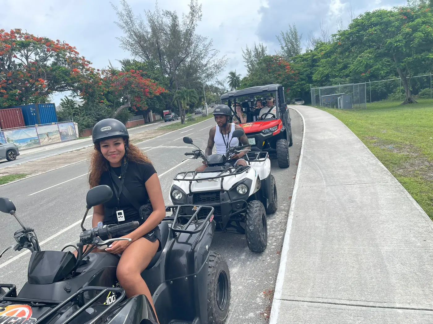 ATV riders on the road