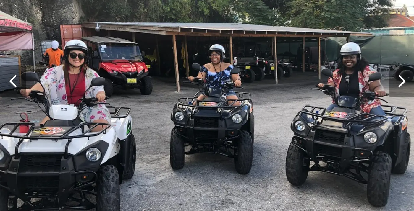 A line of ATVs with riders